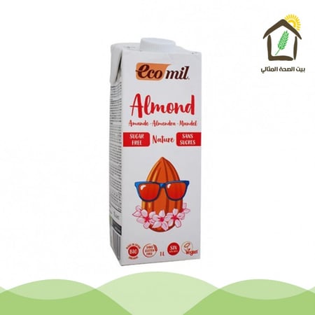 حليب اللوز العضوي سادة بدون سكر وبدون جلوتين 1لتر