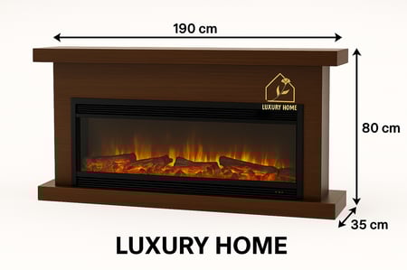 طاولة تلفزيون ديكور خشبي فاخر مع مدفأة زجاجية ثلاثية الجوانب (مقاس التدفئة 125 سم)