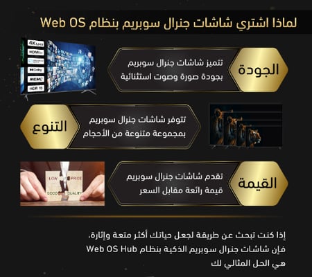 شاشة جنرال سوبريم 75 بوصه، فائقة الدقة (4K-UHD)، سمارت، نظام ويب او اس، ريموت ذكي - GS75WOST