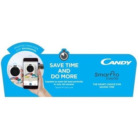 كاندي غساله اوتوماتيك تعبئة اماميه سعة 10.6 كيلو تنشيف 100٪ حراري 1400 دوره بالدقيقة سمارت برو انفيرتر واي فاي بلوتوث لون اسود موديل CSOW41066TMBRZ19