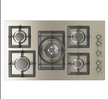 كيتشن لاين Kitchen Line – موقد غاز بلت إن 90 سم – صناعة إيطالية – 5 شعلات متعددة الاستخدامات – شبك منفصل حديد زهر هيفي ديوتي – مفاتيح جانبية – إشعال ذاتي – أمان تلقائي – سطح ستانلس ستيل مقاوم للصدأ – موديل J5020