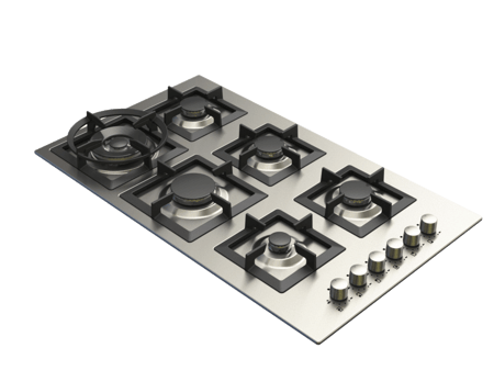 سطح كتشن لاين 90سم 6 عين غاز شبك منفصل هيفي ديوتي  – مفاتيح جانبية صناعة إيطالي ايطالي الموديل J6020