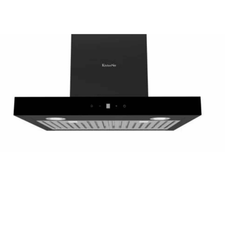 كيتشن نت Kitchen Net - شفاط مودرن 60سم تي بوكس لون اسود قوة شفط قصوى 1000م تحكم باللمس للشاشة 3 سرعات + 2 إضاءة LED فلتر ألمنيوم قابل للغسل تنبيه تنظيف الفلتر فلتر کربون فلتر ستانلس ستيل 304 شرائح قابل للغسيل مقاوم للصدا - MI2203004