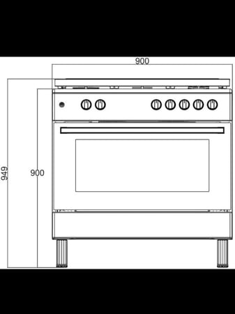 فرن MASTERgas ماستر جاز - 5 شعلات غاز - مفتاحين منفصلين للفرن– 90 سم – 2 مروحة توزيع حرارة + مروحة تبريد + إشعال فوق وتحت مع بعض وتحت لحال وفوق لحال مواصفات عالية – عيون ساباف ايطالي تصنيع تركي - MGF9S50GF-HIXO