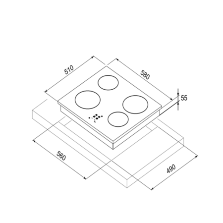 سطح MASTERgas ماستر جاز - بلت ان 4 عيون كهرباء سيراميك أسود - تحكم متطور يعمل باللمس - 9 مستويات للتحكم بدرجة الحرارة - قفل أمان ضد عبث الاطفال - 60 سم – بولندي : H64CTP