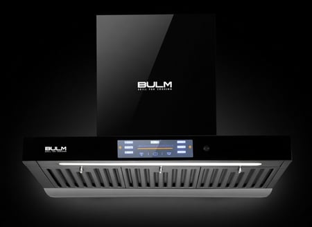 شفاط BULM بولم - 90 سم - تدفق الهواء 1500 م³ / ساعة - شاشة زجاجية لمس 3 سرعات مع مستشعر ذكي - يعمل بالصوت - يعمل باللمس - يعمل بالاشارة - شاشة زجاجية لمس 3 سرعات - تصميم من ستانلس ستيل الاسود - فلاتر لتنقية الهواء من الروائح - AI TECH BLACK1500