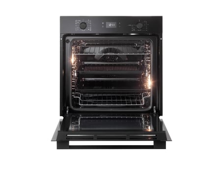 إلبا الايطالي فرن بلت ان كهرباء - لون أسود بالكامل Black line)) سعة 74 لتر مع 7 مستويات للأرفف | 11 وظيفة واجهة من الزجاج الأسود بالكامل - باب زجاجي ثلاثي الطبقات - قلاية هوائية - مروحة تبريد | مروحة توزيع الحرارة - AS EL 11 XLFB 300 RF