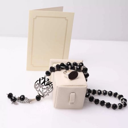 طقم رجالي سبحة وخاتم فضة بالاسم