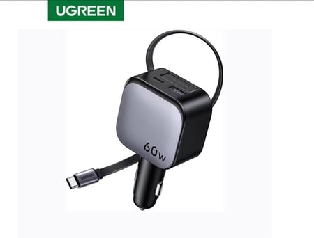 شاحن سيارة يوجرين 60 واط قابل للسحب متعدد المنافذ - الرؤية الذكية