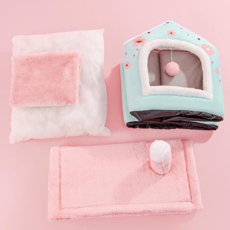 سرير نوم دافئ للقطط بتصميم أزهار الكرز