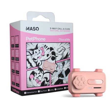 جهاز ماسو بيت فون لتتبع الحيوانات الأليفة بالذكاء الاصطناعي وGPS - لون وردي