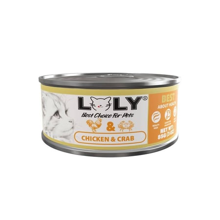 لولي كات طعام رطب معلبات بالدجاج والسلطعون للقطط 85g