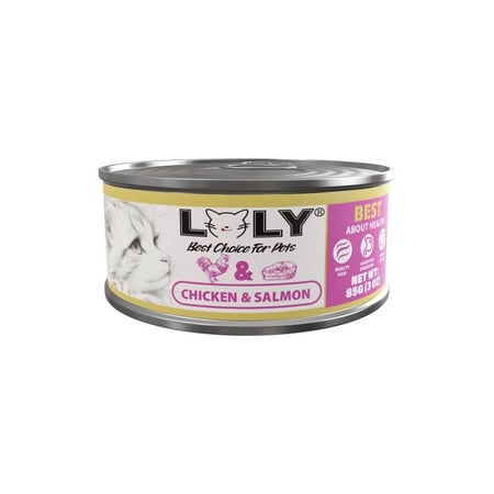 لولي كات طعام رطب معلبات بالدجاج والسالمون للقطط 85g