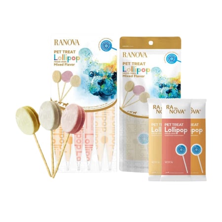 رنوافا مصاصة لولي بوب للكلاب مجففة بالتجميد 3 حبات بنكهات متعددة - مكافآت للكلاب بقيمة غذائية عالية