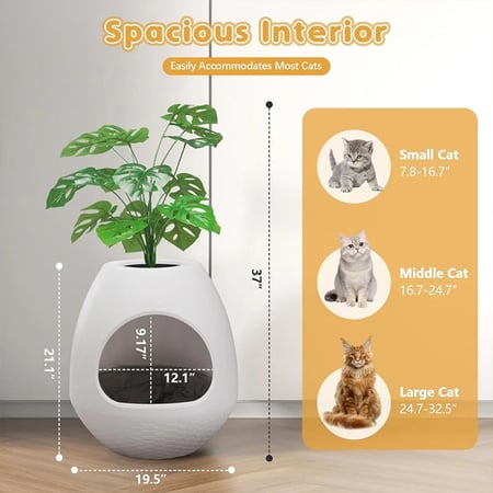 أبعاد صندوق فضلات مزهرية للقطط حجم وسط ومدخل واسع