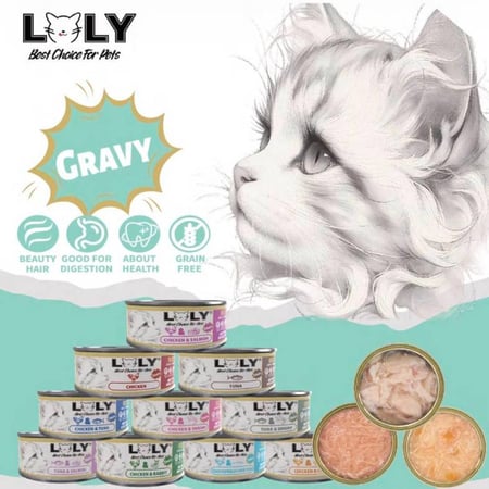 لولي كات طعام رطب معلبات بالدجاج والسلطعون للقطط 85g