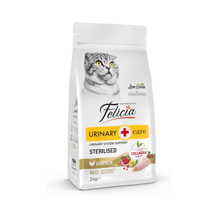 فيليسيا يوريناري كير طعام جاف للقطط المعقمة بالدجاج 2 كجم