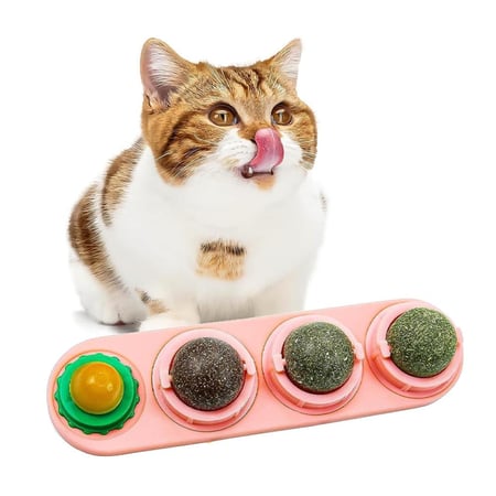 لعبة حلوى لعق دوارة للقطط مع كرات النعناع البري