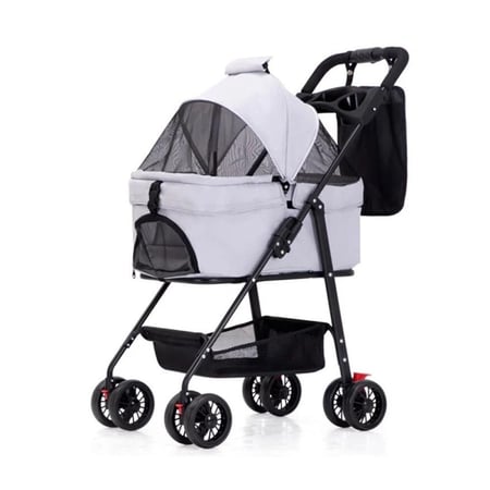 عربة قطط وكلاب بحامل قابل للفصل وسلة تخزين سفلية