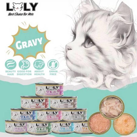 لولي كات طعام رطب معلبات بالدجاج والسالمون للقطط 85g