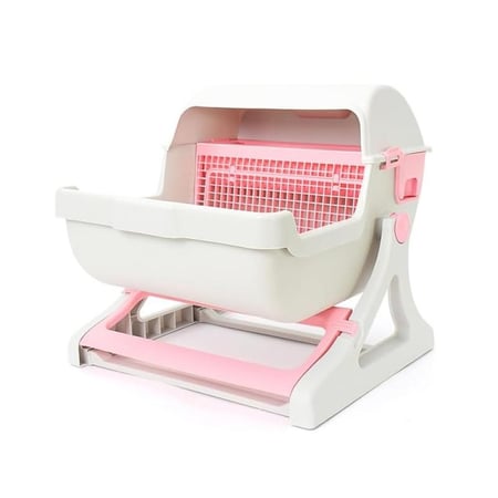 صندوق فضلات قطط شبه أوتوماتيكي ذاتي التنظيف لون وردي