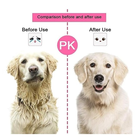 قبل وبعد استخدام مشط إزالة الشعر للكلاب