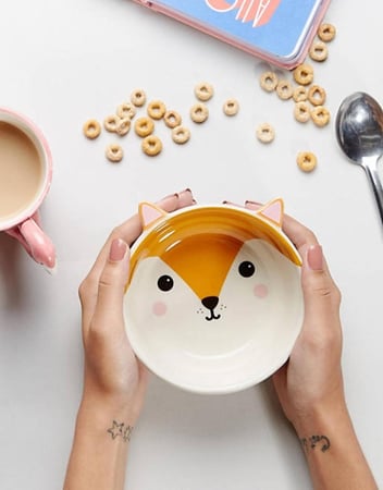 وعاء طعام وماء سيراميك للكلاب والقطط من ديوتسي، مع قاعدة خشبية