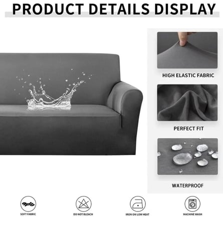 طقم غطاء كنب 4 قطع قطيفة محفور مقاوم للماء - بيج ترابي