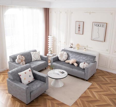 طقم غطاء كنب 4 قطع قطيفة محفور مقاوم للماء - تركوازي