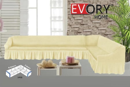 غطاء الكنب (3×4) زاوية L كلاسيك - بيج