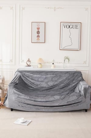 غطاء كنب 3 مقاعد ( ثلاثي ) قطيفة محفور مقاوم للماء - سكري