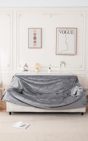 غطاء كنب 3 مقاعد ( ثلاثي ) قطيفة محفور مقاوم للماء - سكري