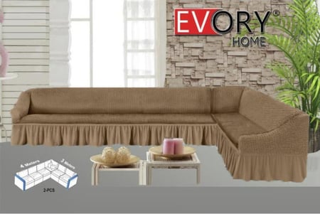 غطاء الكنب (3×4) زاوية L كلاسيك - بيج كموني