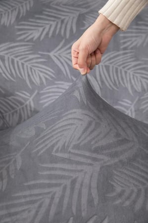 غطاء كنب زاوية حرف ال قطيفة محفور مقاوم للماء - تركوازي