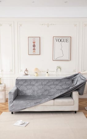 طقم غطاء كنب 4 قطع قطيفة محفور مقاوم للماء - بني