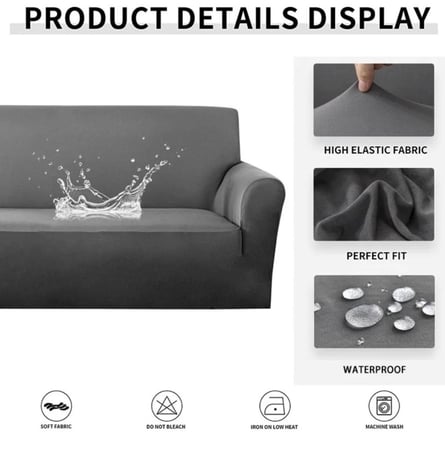 غطاء كنب زاوية حرف ال قطيفة محفور مقاوم للماء - بيج ذهبي