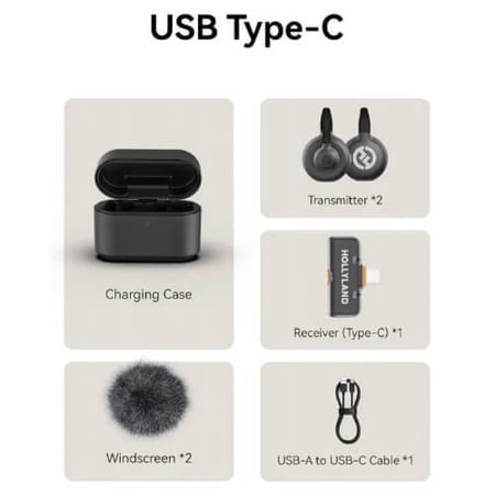 مايك Lark M2S لاسلكي (Type-C) | توصيل فوري، مدى 300 متر، تيتانيوم وعزل ضوضاء