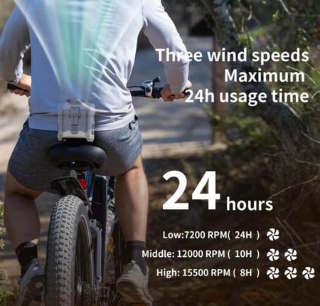 3 في 1 مروحة خصر محمولة، مع 3 درجات تبريد، تدوم ل24 ساعة مع الدرجة الأولى، شاشة رقمية لعرض نسبة البطارية، شحن type c، ويمكن استعماله كمصباح وباور بانك، لون أخضر