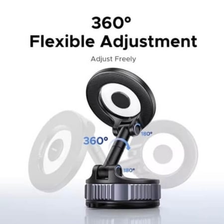 حامل UGREEN مغناطيسي للسيارة | تثبيت فراغي 42 كجم، دوران 360 درجة، قابل للطي