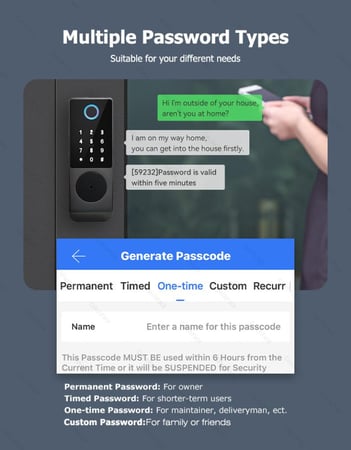 قفل خارجي مع وايفاي + بلوتوث. يعمل بكل من : بصمة + كلمة مرور + مفتاح + كرت + تطبيق + ريموت. يعمل مع اليكسا