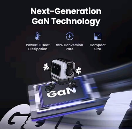 فيش شاحن جداري بثلاث منافذ وقدرة 65 واط من UGREEN شاشة تفاعلية