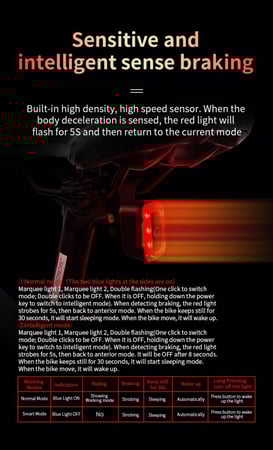 ضوء نور خلفي للدراجة الهوائية بخصائص مميزة