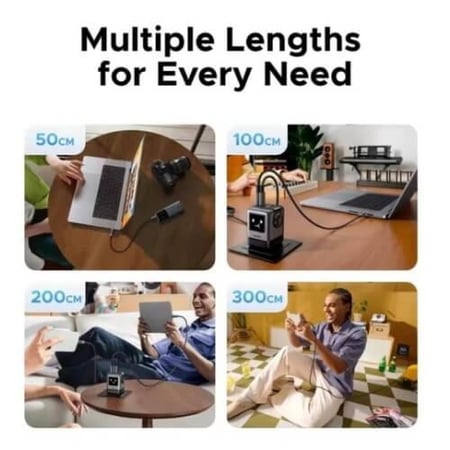 كابل UGREEN بسرعة USB-C 240 واط بشاشة رقمية | مراقبة فورية للطاقة ومتانة فائقة طول 2 متر شحن فائق للابتوب والجوال