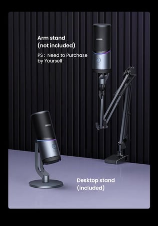 مايك Ugreen USB Desktop Microphone CM769 - جودة صوت احترافية مع إضاءة RGB مذهلة
