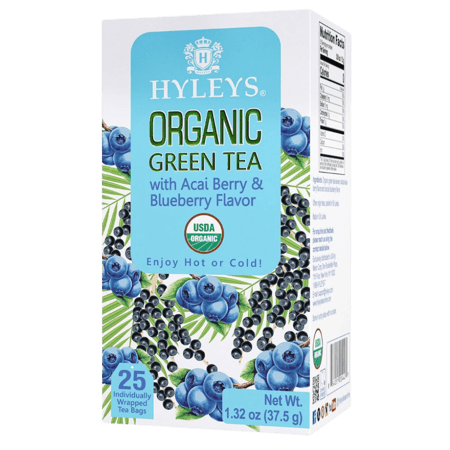 شاي اخضر عضوي بنكهة توت الاكاي والتوت الازرق