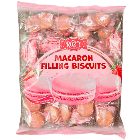 بسكويت ماكارون بحشوة الفراولة 250 جرام