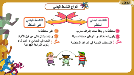 3) أنواع و مستويات النشاط البدني