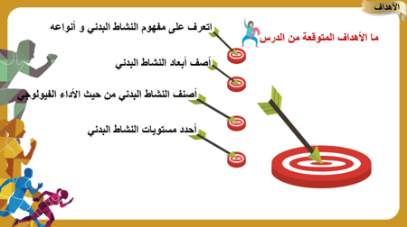 3) أنواع و مستويات النشاط البدني
