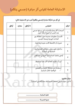 مبادرة جسمي يتكلم | الوعي بالصحة والعادات اليومية