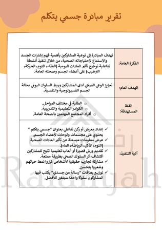 مبادرة جسمي يتكلم | الوعي بالصحة والعادات اليومية